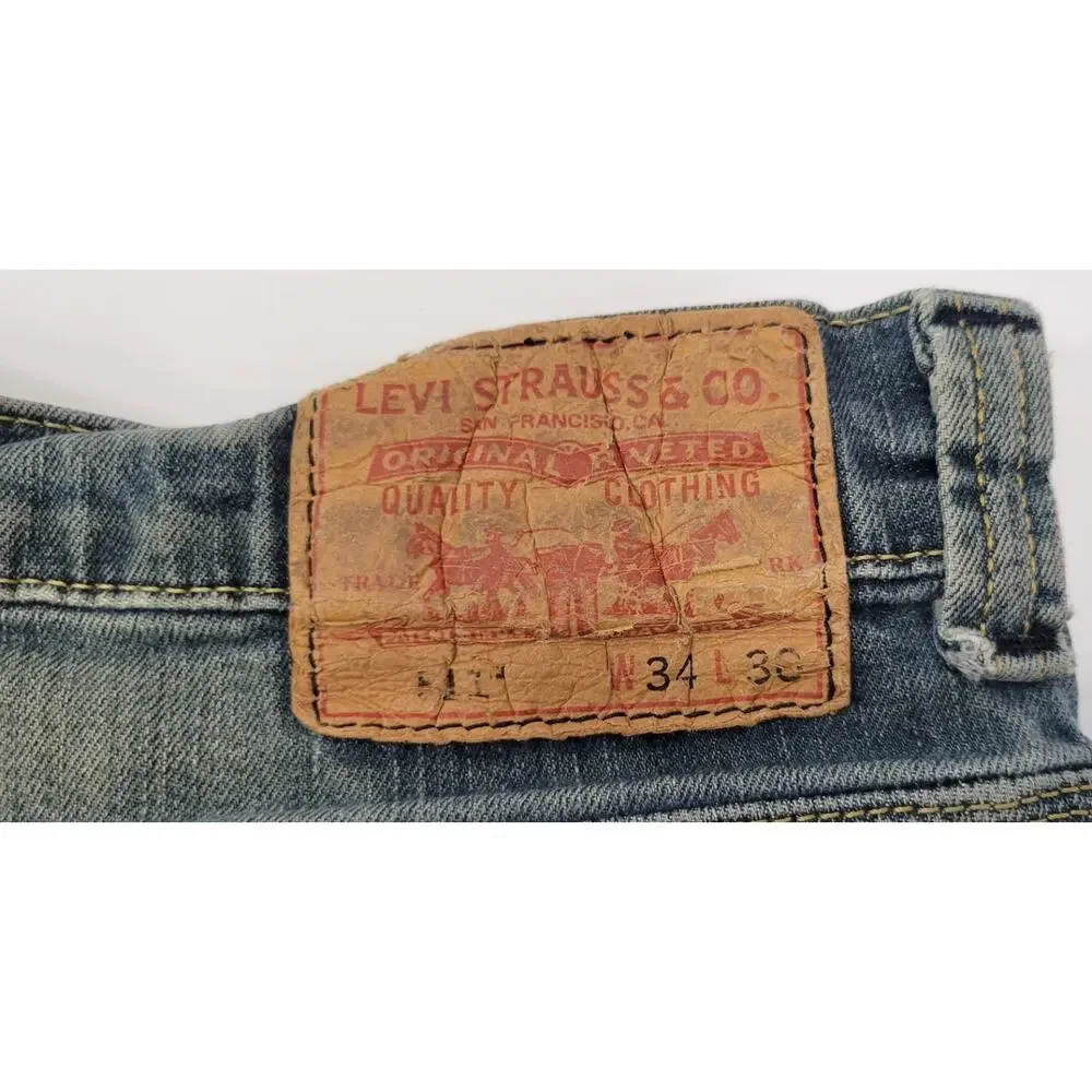 L26) Levi's 511 Men Zip Pocket Blue Denim Wash Jeans 34 x 30